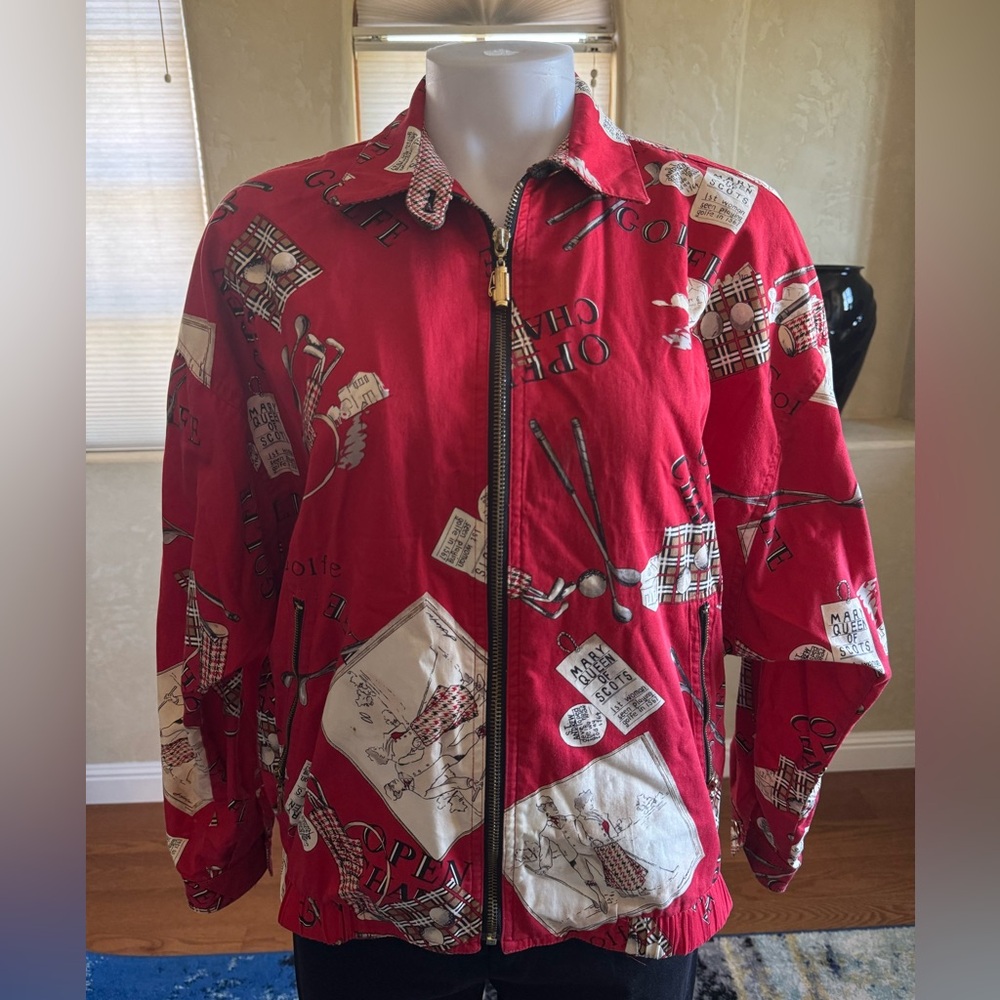 Vintage Tail Jacket Women's Small Red Full Zip Graphic Golf Long Sleeve